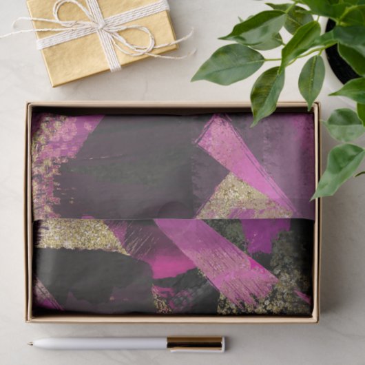 Roze zwarte goudglitter moderne borstelglam tissuepapier (Geschenk)