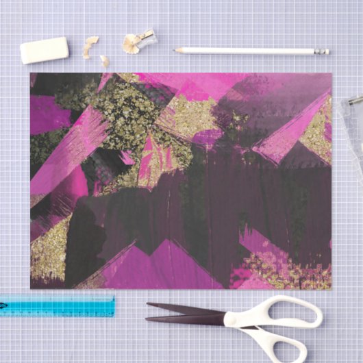 Roze zwarte goudglitter moderne borstelglam tissuepapier (Craft)