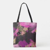Roze zwarte goudglitter moderne borstelglam tote bag (Achterkant)