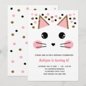 Roze zwarte goudkleurig kattebakje op zaterdag kaart (Voorkant / Achterkant)