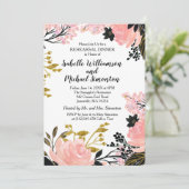 Roze, zwarte & goudrepetitie Inbeluitnodiging Kaart (Staand voorkant)