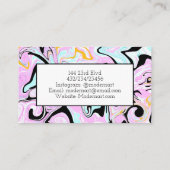 Roze, zwarte, goudziren Abstracte vloeiende kunst Visitekaartje (Achterkant)