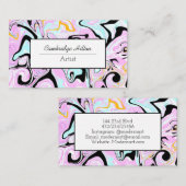 Roze, zwarte, goudziren Abstracte vloeiende kunst Visitekaartje (Voorkant / Achterkant)