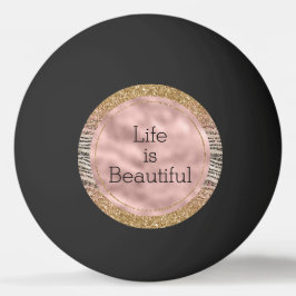 Roze zwarte goudzwarte Glitter Zebra Afdrukken Pingpongbal