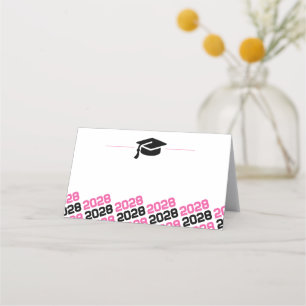Roze & Zwarte Graduation GLB die Etiket, Voedsel v Plaatskaartje