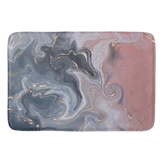 Roze zwarte grijze decoratieve Waterverf marmer Badmat (Voorkant)