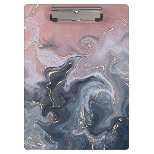 Roze zwarte grijze decoratieve Waterverf marmer Klembord (Voorkant)