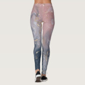 Roze zwarte grijze decoratieve Waterverf marmer Leggings (Achterkant)