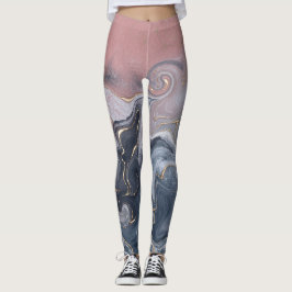 Roze zwarte grijze decoratieve Waterverf marmer Leggings