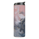 Roze zwarte grijze decoratieve Waterverf marmer Thermosbeker (Gedraaid links)