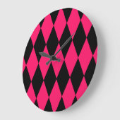 Roze Zwarte Harlekijn Diamanten Dambord Patroon On Grote Klok (Hoek)