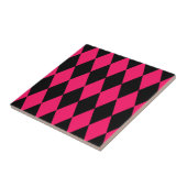 Roze Zwarte Harlekijn Diamanten Dambord Patroon  Tegeltje (Zijkant)