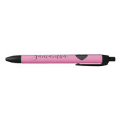 Roze Zwarte Hart Gepersonaliseerde Naam Inkt Pen (Bodem)