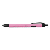 Roze Zwarte Hart Gepersonaliseerde Naam Inkt Pen (Bovenkant)