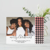 Roze Zwarte Hart Prettig Kerstmis Fotokaart (Staand voorkant)