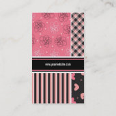 Roze zwarte harten controleren stripes patroonpatr visitekaartje (Achterkant)