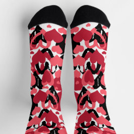 roze zwarte harten sokken