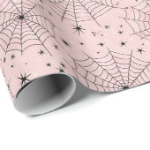 Roze & Zwarte Hemelse Spinnenweb Patroon Cadeaupapier (Rol Hoek)