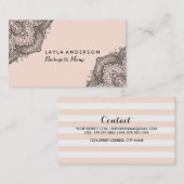 Roze & Zwarte Henna Ontwerp Visitekaartjes (Voorkant / Achterkant)