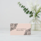 Roze & Zwarte Henna Ontwerp Visitekaartjes (Staand voorkant)