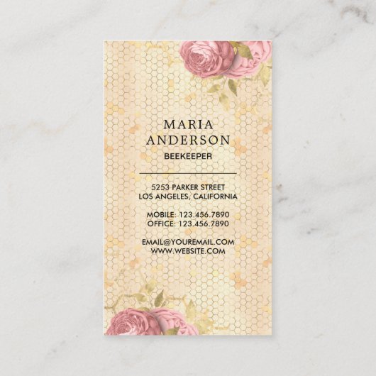 Roze zwarte honingbijen Visitekaartje (Achterkant)