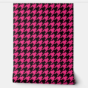 Roze Zwarte Houndstooth Check Behang