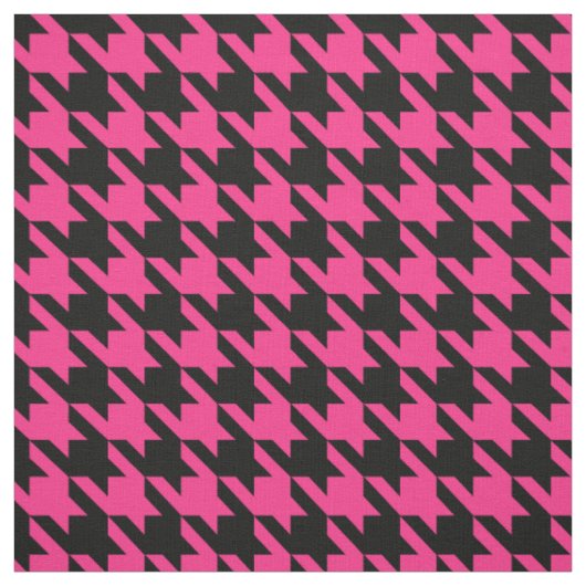 Roze Zwarte Houndstooth Check Stof (Swatch)
