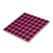 Roze Zwarte Houndstooth Check Tegeltje (Zijkant)