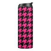 Roze Zwarte Houndstooth Check Thermosbeker (Gedraaid links)