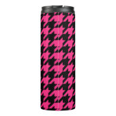 Roze Zwarte Houndstooth Check Thermosbeker (Achterkant)
