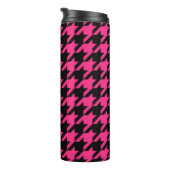 Roze Zwarte Houndstooth Check Thermosbeker (Geroteerd rechts)