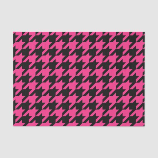 Roze Zwarte Houndstooth Check Tissuepapier (Voorkant)