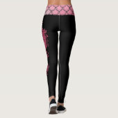 Roze zwarte iriserende schalen Chinese draak Leggings (Achterkant)