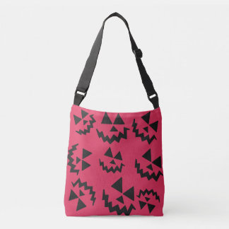 Roze & zwarte Jack o’ lantaarn gezichten Crossbody Tas