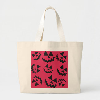 Roze & zwarte Jack o’ lantaarn gezichten Grote Tote Bag
