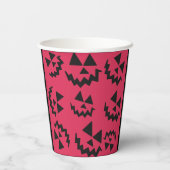 Roze & zwarte Jack o’ lantaarn gezichten Papieren Bekers (Achterkant)