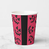 Roze & zwarte Jack o’ lantaarn gezichten Papieren Bekers (Links)