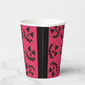 Roze & zwarte Jack o’ lantaarn gezichten Papieren Bekers (Rechts)