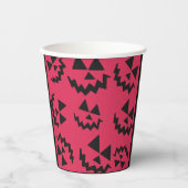 Roze & zwarte Jack o’ lantaarn gezichten Papieren Bekers (Voorkant)