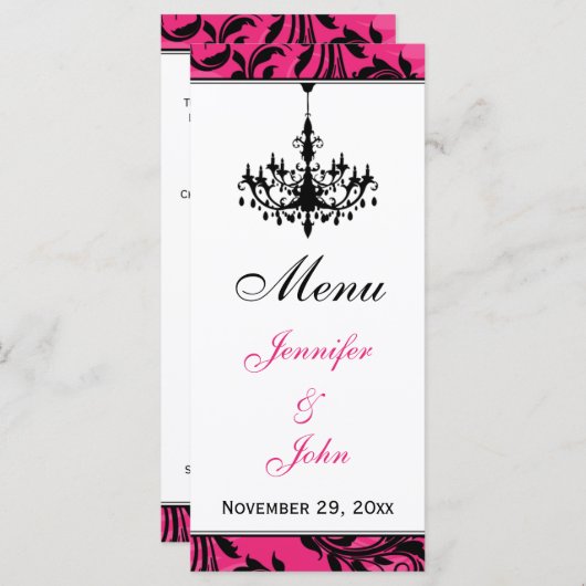 Roze zwarte Kaart Wit-luidsprekermenu (Voorkant / Achterkant)