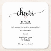 Roze zwarte kalligrafie Baby shower Mocktail Kartonnen Onderzetters (Voorkant)