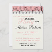 roze zwarte kandelaar damask bachelorette kaart (Achterkant)