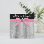 Roze Zwarte Kant Girly Baby Meisje Douche Kaart (Staand voorkant)