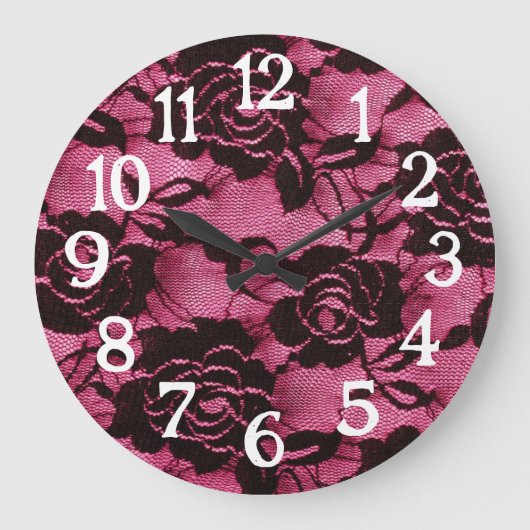 Roze Zwarte Kant Goth Grote Klok (Voorkant)