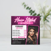 Roze & Zwarte Kapsalon Instagram Flyer Kaart (Staand voorkant)