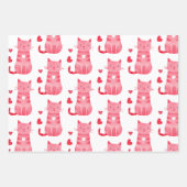 Roze Zwarte Katten Harten Verjaardag Inpakpapier Vel (Voorkant 3)