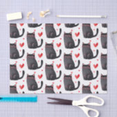 Roze Zwarte Katten Harten Verjaardag Tissuepapier (Craft)