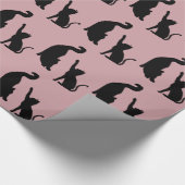 Roze zwarte katten Verjaardag Cadeaupapier (Hoek)