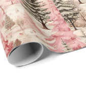 Roze & zwarte kerstboom cadeau inpakpapier (Rol Hoek)