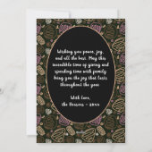 Roze zwarte kerstfamilie met één lijn Foto Feestdagenkaart (Achterkant)